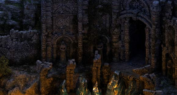 Engwithan ruins at night.