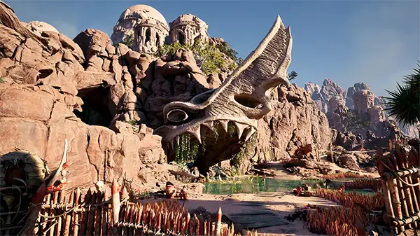 Image: A rockface carved to resemble a Xaurip.