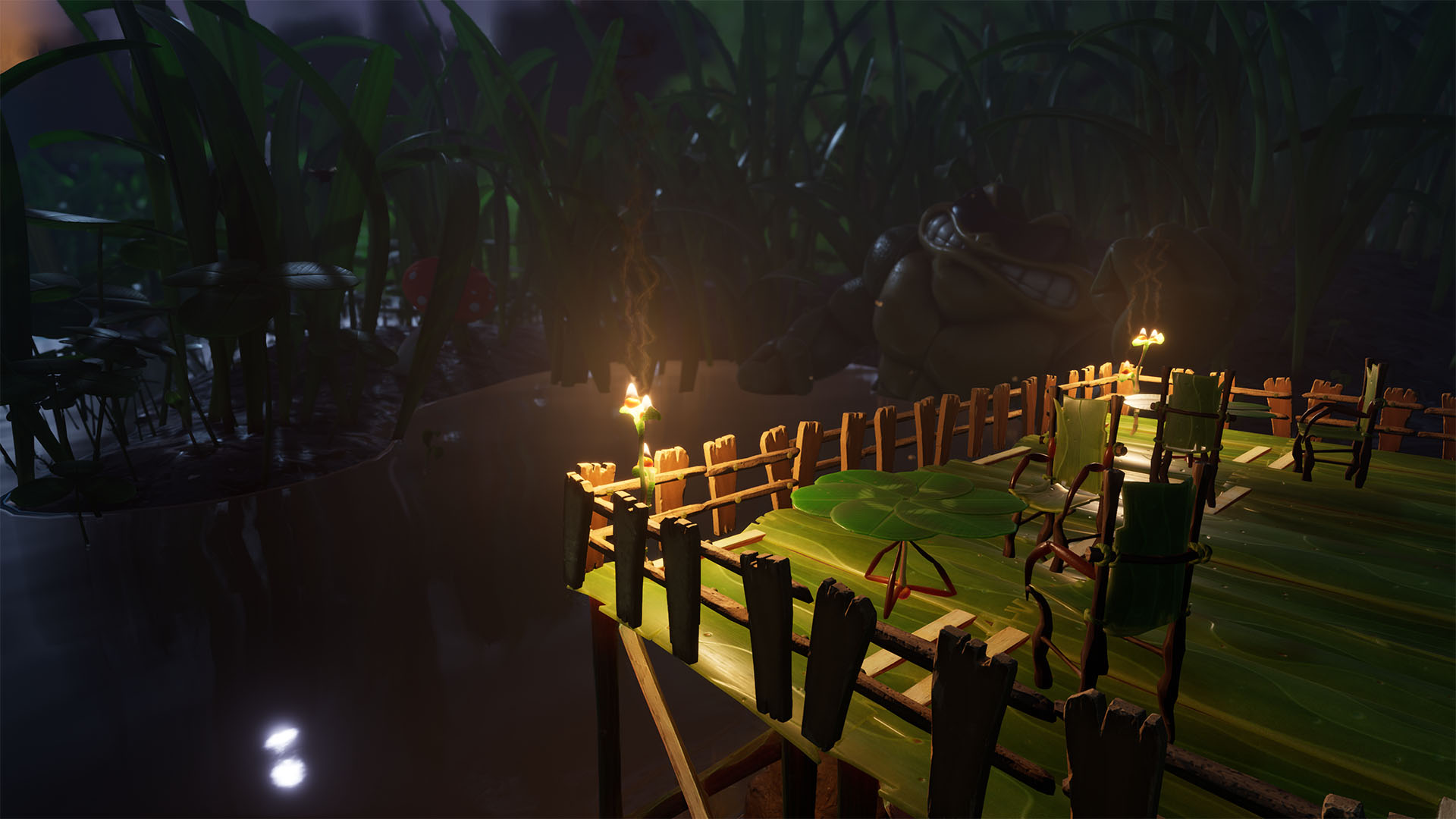 Base with a patio overlooking the water